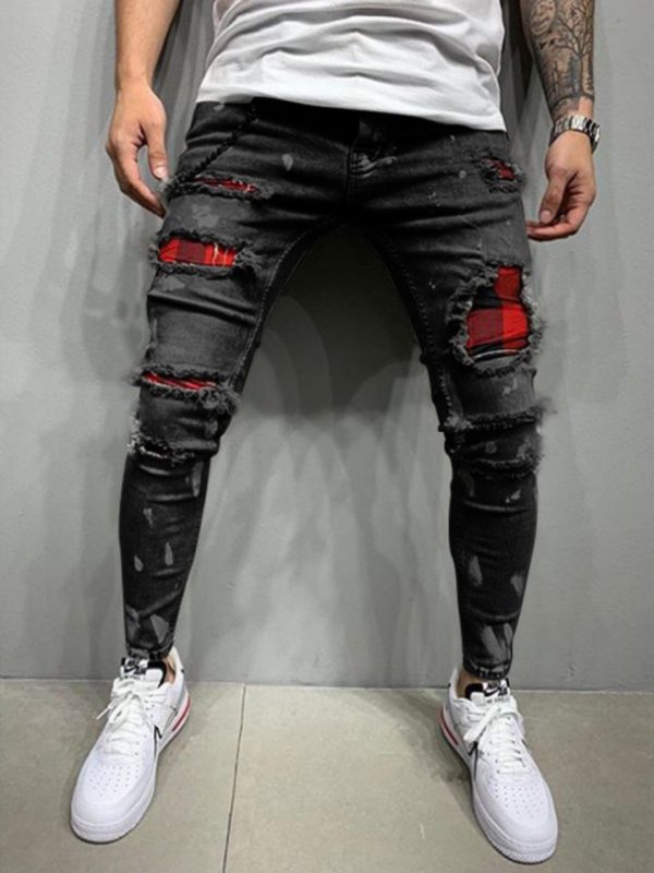 High Quality Men's Jeans Lacquer Shattered and Broken Fashion New Jeans - Image 3