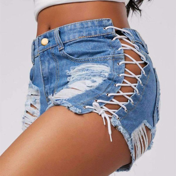 High Waist Ripped Jeans Short - Image 5