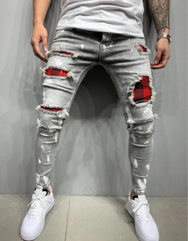 High Quality Men's Jeans Lacquer Shattered and Broken Fashion New Jeans - Image 8