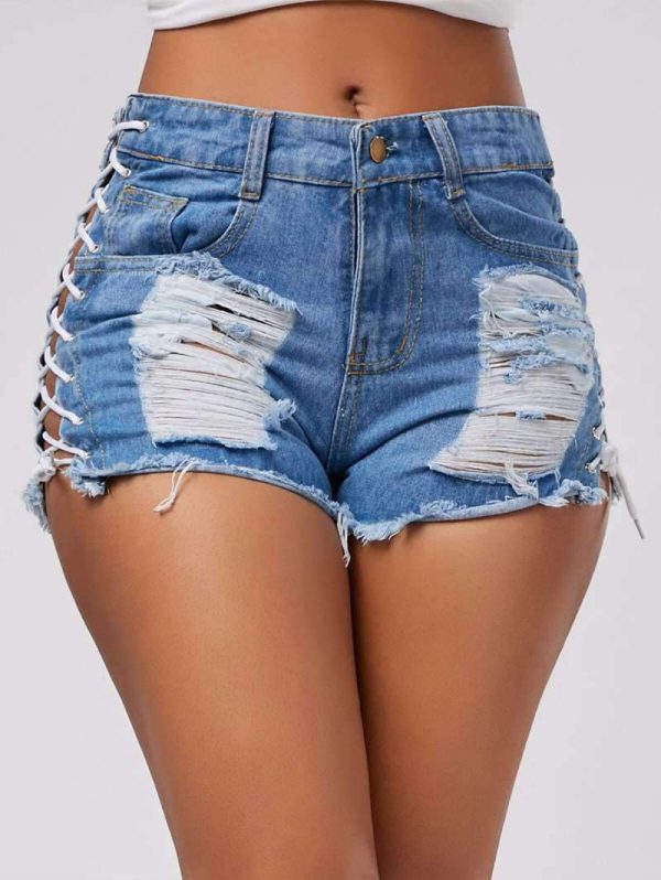 High Waist Ripped Jeans Short - Image 8