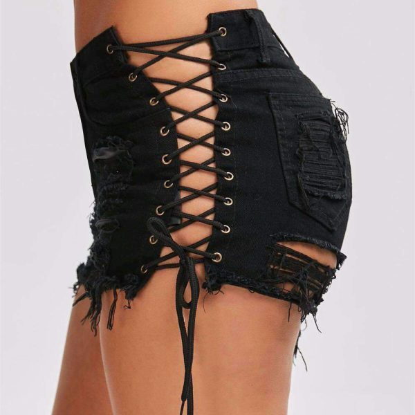 High Waist Ripped Jeans Short - Image 6