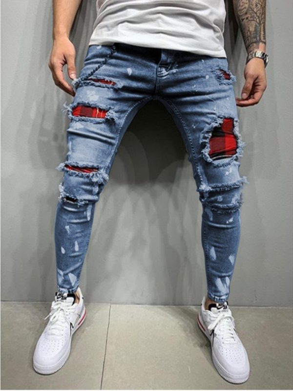 High Quality Men's Jeans Lacquer Shattered and Broken Fashion New Jeans - Image 4