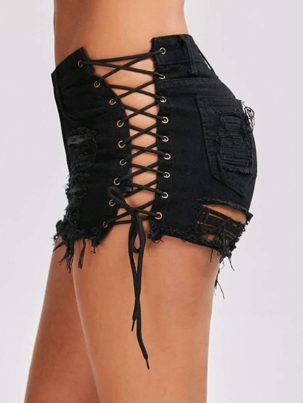 High Waist Ripped Jeans Short - Image 11