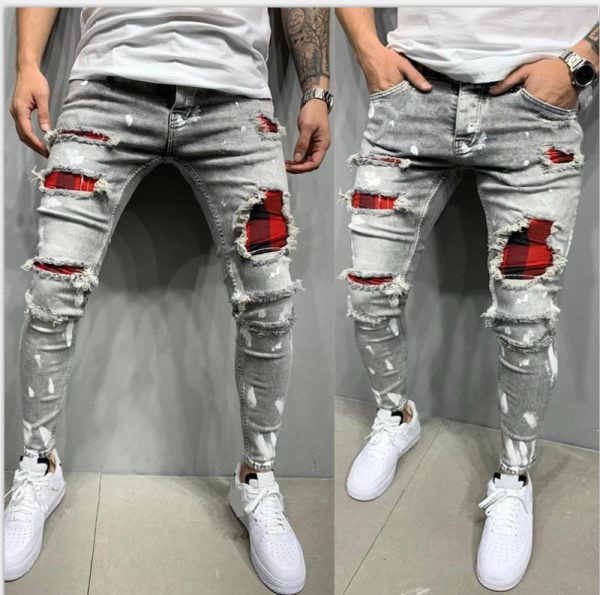 High Quality Men's Jeans Lacquer Shattered and Broken Fashion New Jeans - Image 5