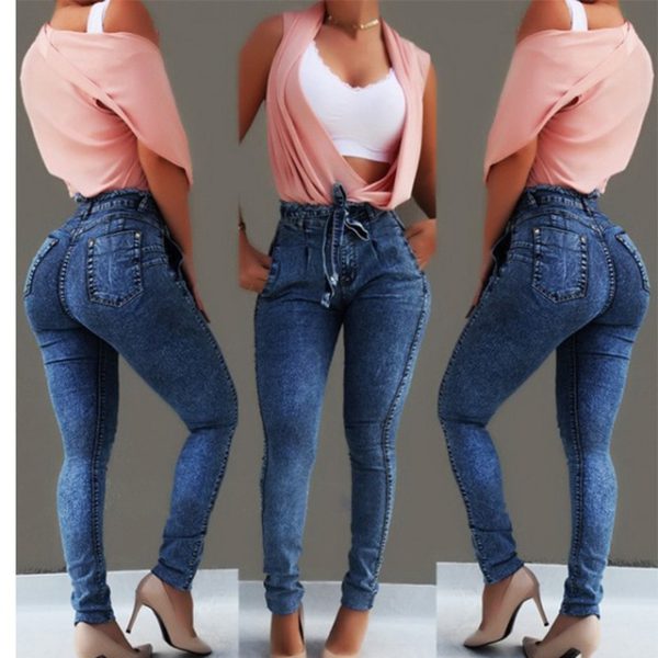 High Waist Jeans Women Streetwear Bandage Denim Plus Size Jeans Femme Pencil Pants Skinny Jeans Woman - Image 7