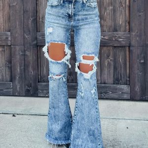 New Jeans Women's Speed European and American Broken Tassel Jeans