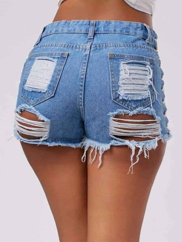 High Waist Ripped Jeans Short - Image 4