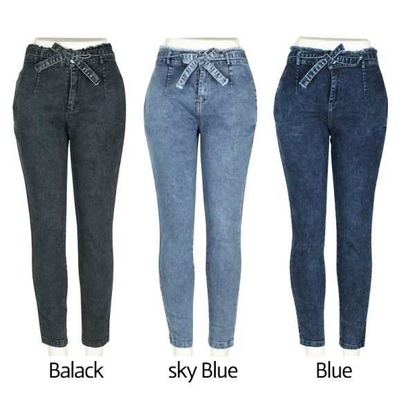 High Waist Jeans Women Streetwear Bandage Denim Plus Size Jeans Femme Pencil Pants Skinny Jeans - Image 6