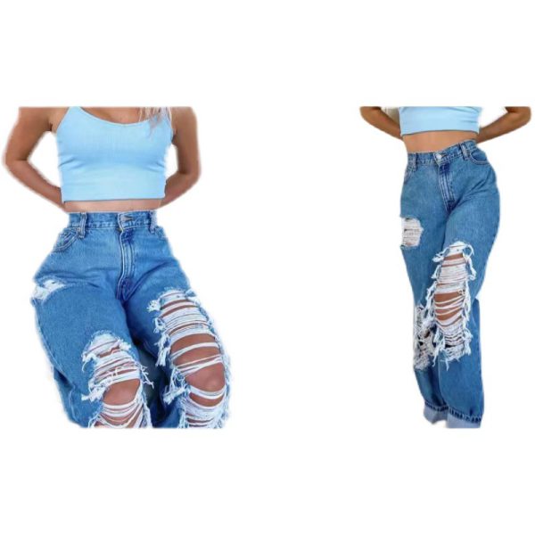 Ripped Jeans Spring And Summer Ripped Thin Ladies Jeans Trousers - Image 5