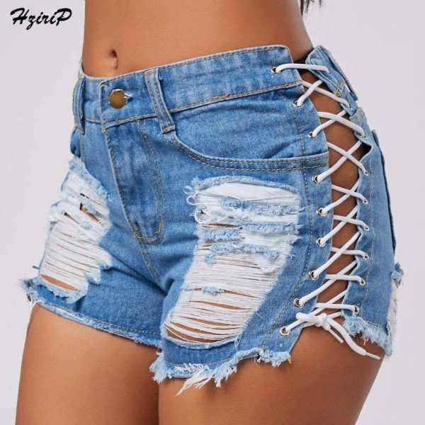 High Waist Ripped Jeans Short - Image 17