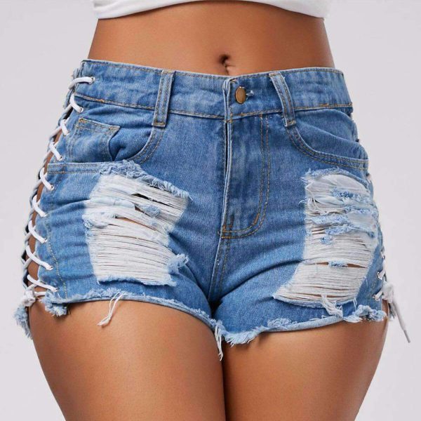 High Waist Ripped Jeans Short - Image 10