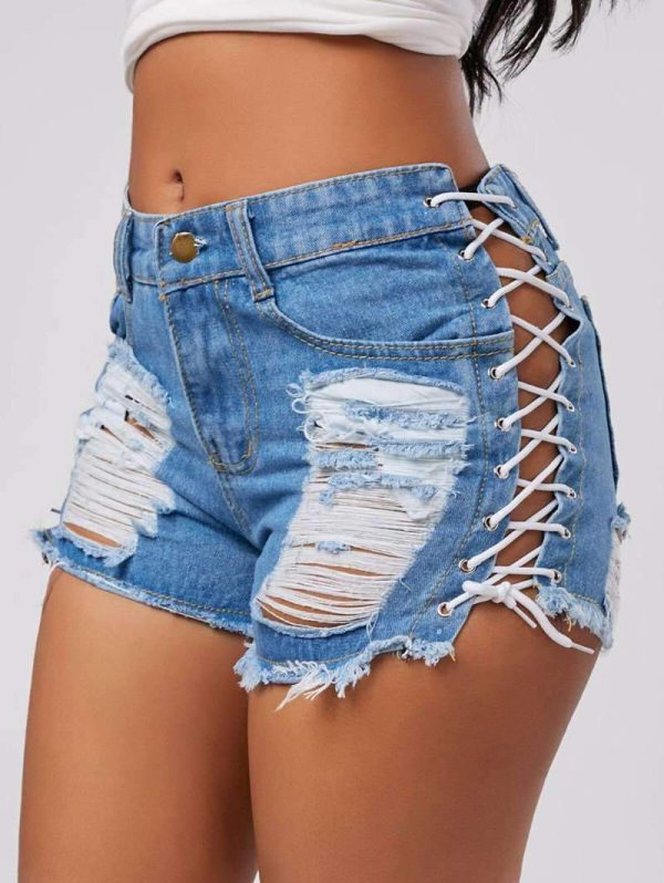 High Waist Ripped Jeans Short - Image 13