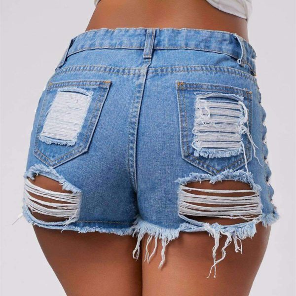 High Waist Ripped Jeans Short - Image 9